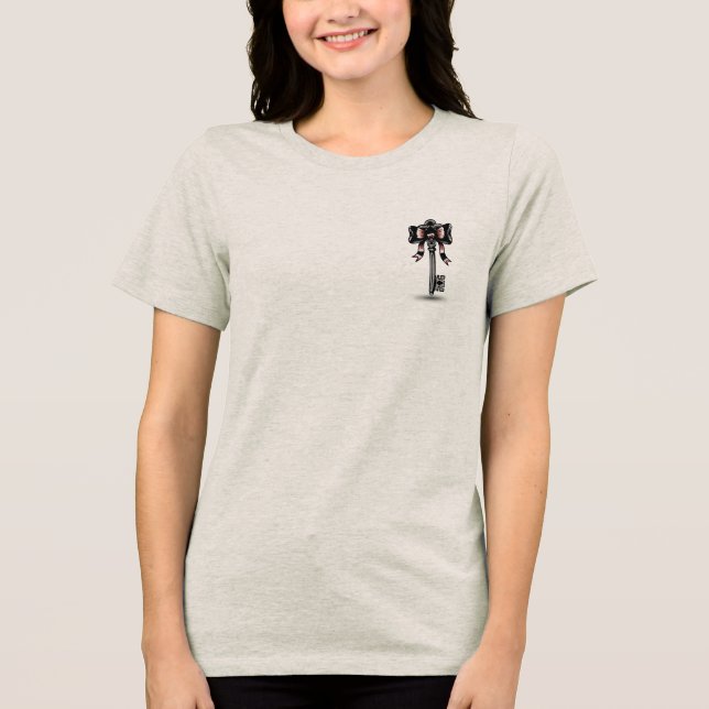 Camiseta Tatuagem Old School Esqueleto Chave com Laço de Am (Frente)