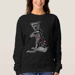 Camiseta Tatuagem Pitbull Eu Amo Mamãe Flor Cão Pitbull
