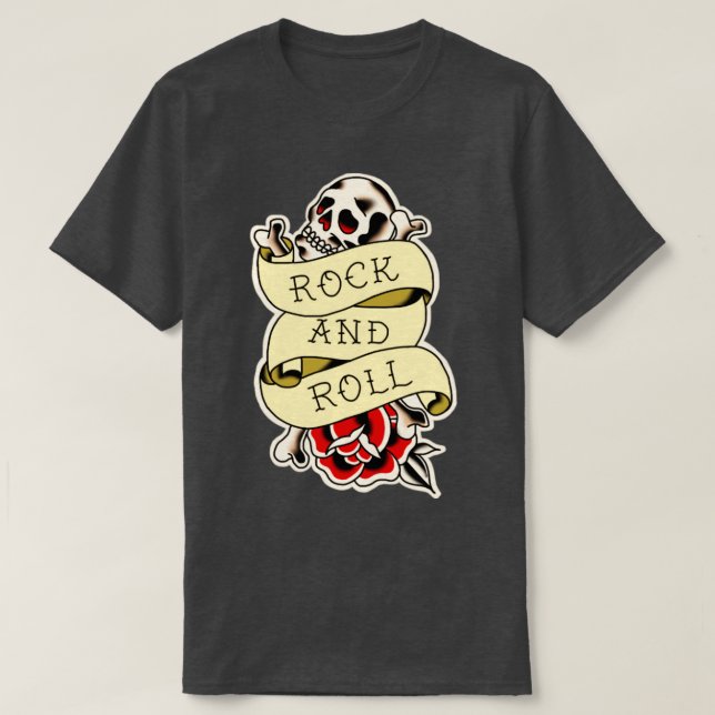 Camiseta tatuagem tradicional rock and roll (Frente do Design)