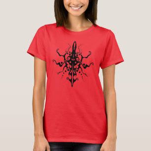 Camiseta Tatuagem Tribal de Máscara abstrato - preto
