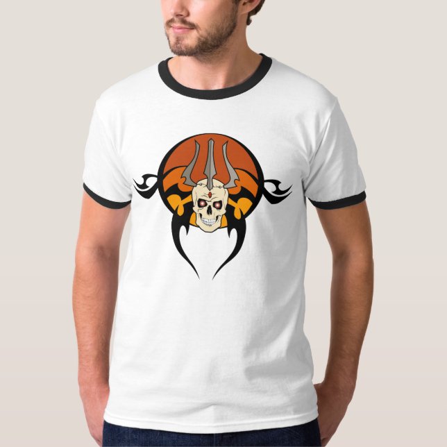 Camiseta Tatuagem tribal do crânio (Frente)