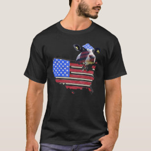 Camiseta Tatuagens Bandeira Americana Vaca Fazendeiro Agric
