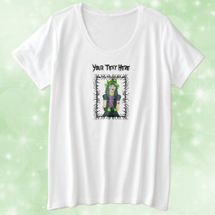 Camiseta Tatuagens de chapéu verde com armação preta de gót