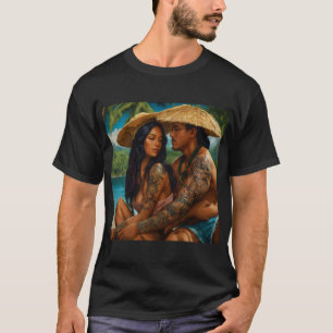 Camiseta Tatuagens Tropicais Vibes: Praia Inspirada no Mari