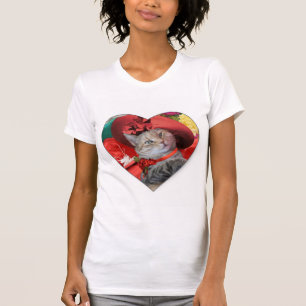 CAMISETA TATUS DE IMPRESSÃO DE GATO CELEBRIDADE COM CHAPÉ