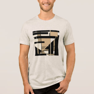 Camiseta Taupe Black Tan Geométrico Tipo MCM Design