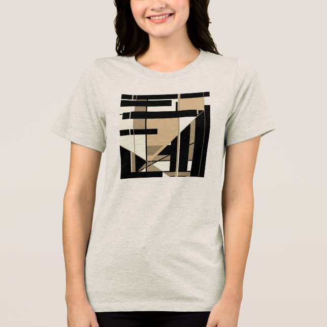 Camiseta Taupe Black Tan Geométrico Tipo MCM Design (Frente)