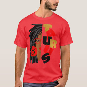Camiseta Taurus Girl Afro Bloqueia Garota Zodiac Sinaliza A