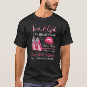 Camiseta Taurus Girl Birthday High Heels Lançando Lábios Bu