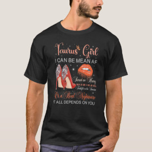 Camiseta Taurus Girl Birthday High Heels Lançando Lábios Bu