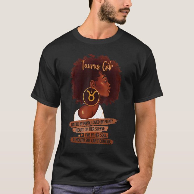 Camiseta Taurus Girl Birthday Melanin Afro Queen Black Wom (Frente)