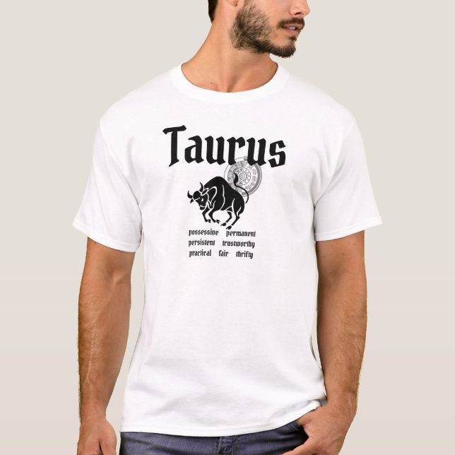 Camiseta Taurus personalizáveis traça o estilo grego Zodiac (Frente)