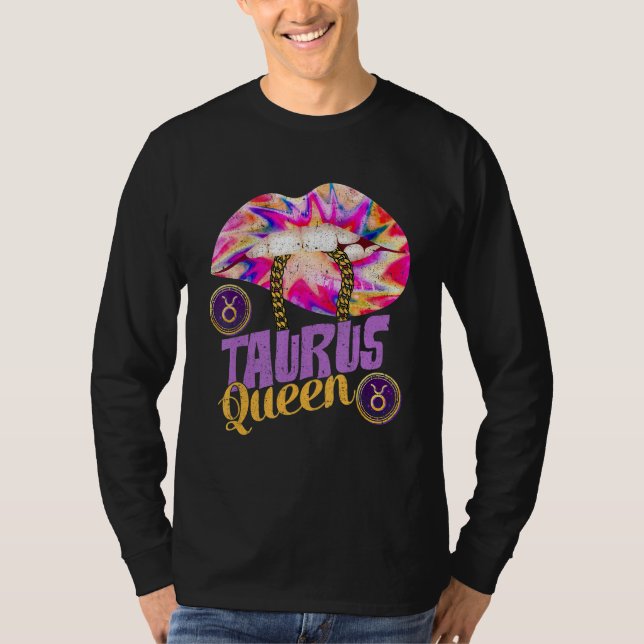 Camiseta Taurus Queen Lábios Pode Queens Taurus Birthday Pr (Frente)