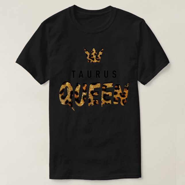 Camiseta Taurus Queen Leopard Cheetah Pattern Astrology Bi (Frente do Design)