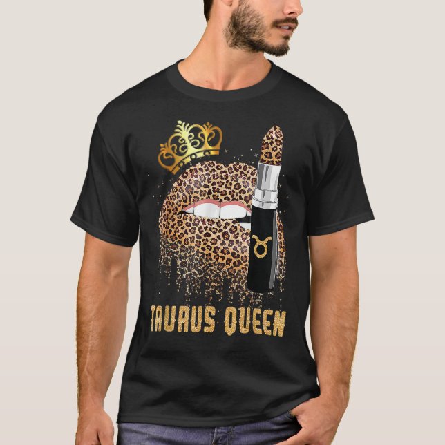 Camiseta Taurus Queen Leopard Lábios Tee Taurus (Frente)