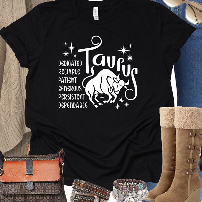 Camiseta Taurus Zodiac - Sinal Horoscópio Traços de Persona (Criador carregado)