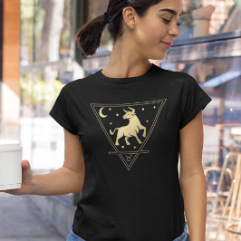 Camiseta Taurus Zodiac - Sinal Terra Elemento em Dourado