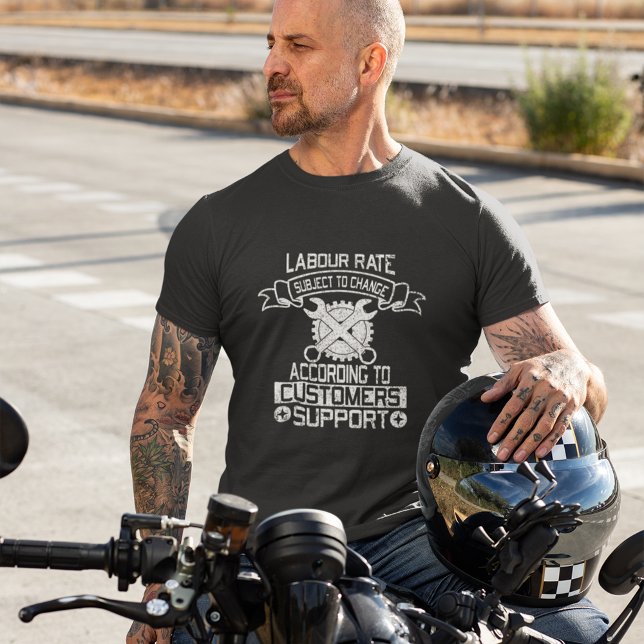 Camiseta Taxa de trabalho Mecânica Funny Black (Criador carregado)