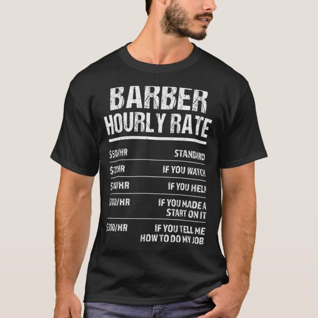 Camiseta taxa horária de barbeiro (Frente)