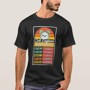 Camiseta Taxa horária de Engenheiro Civil Gag