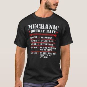 Camiseta Taxa horária de mecânico carro engraçado motocicle