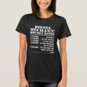 Camiseta Taxa horária de mecânico diesel Motor Veículo Mão 