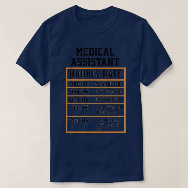 Camiseta Taxa horária do assistente médico (Frente do Design)
