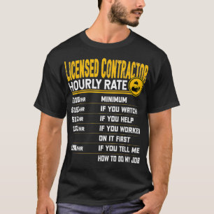 Camiseta Taxa horária do contratante licenciado engraçado