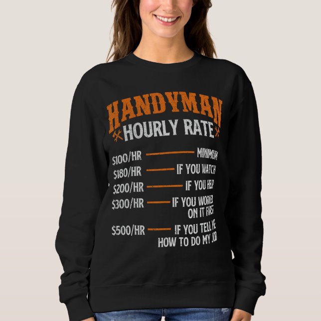 Camiseta Taxa Horária do Handyman - Reparar o Trabalhador P (Frente)