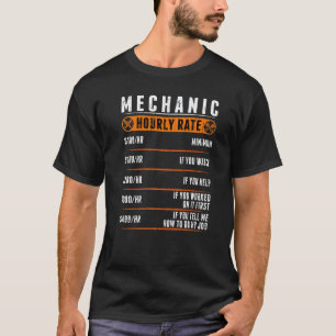 Camiseta Taxa horária do mecânico de garagem Taxa de mão de