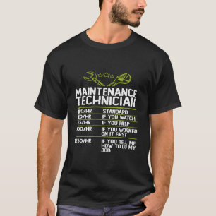 Camiseta Taxa horária do técnico de manutenção