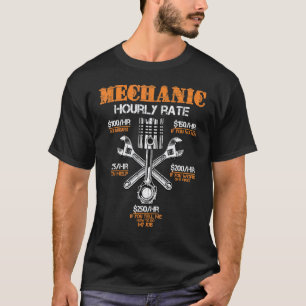 Camiseta Taxa Horária Engraçada de Mecânico Gif Tarifas de