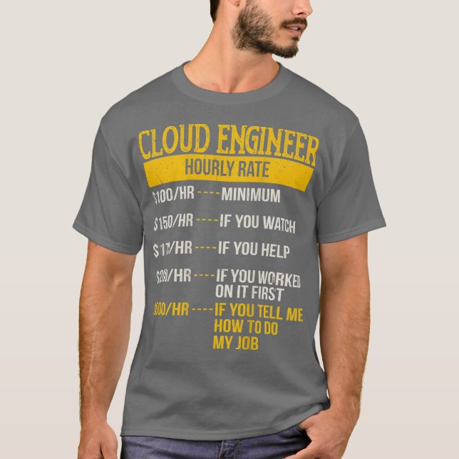 Camiseta Taxa horária para Engenheiros de nuvem DevOps Gift (Frente)