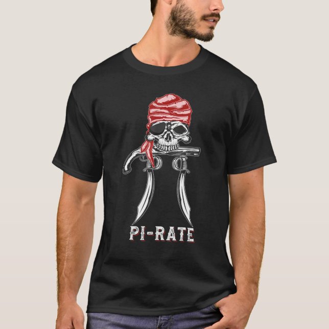 Camiseta Taxa Pi Taxa Pi Dia Matemático Geek Pirata 2 (Frente)