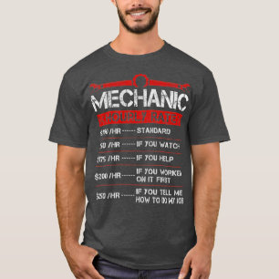 Camiseta Taxas de Trabalho Mecânicas de Taxa Horária do Tra