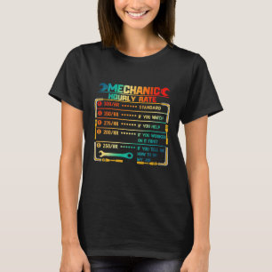 Camiseta Taxas Horárias de Mecânico de Carros Reparador de 