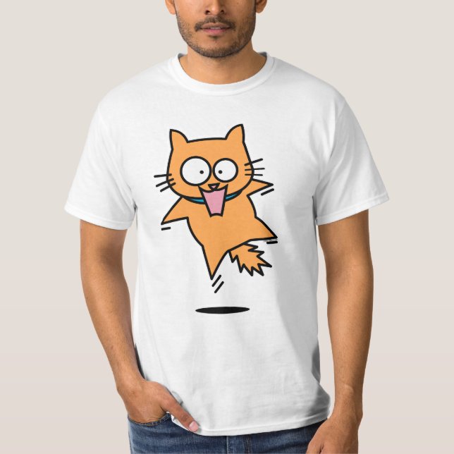 Camiseta Táxi assustado salto laranja surpreendeu diversão  (Frente)