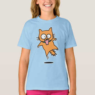 Camiseta Táxi assustado salto laranja surpreendeu diversão