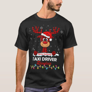 Camiseta Taxi Driver Reindeer Santa Hat Buffalo Plaid Chris