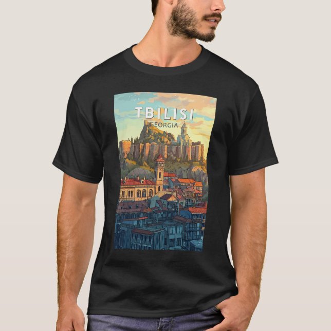 Camiseta Tbilisi Georgia Illustration Viagem Art Vintage (Frente)