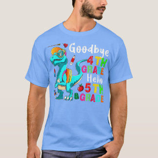 Camiseta Tchau 4º ano Alô 5 Grau Engraçado T-rex Volta