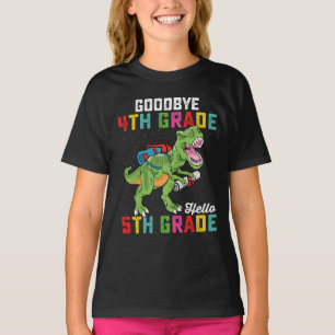 Camiseta Tchau 4º ano Alô 5 Grau T Rex Dinossauro