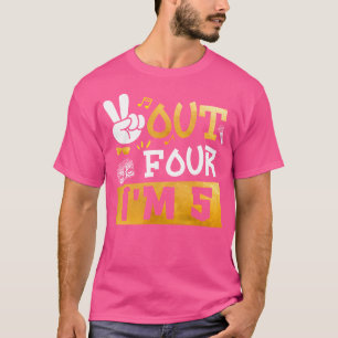 Camiseta Tchau 4 EU Tenho 5 Anos de Idade Aniversário de 5 