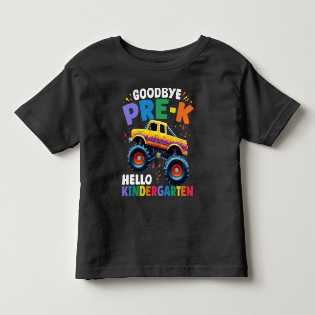 Camiseta Tchau Caminhão Monstro de Formatura Pré-escolar Me (Frente)
