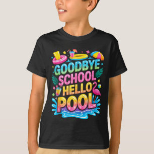 Camiseta Tchau escola olá piscina férias de verão para cria