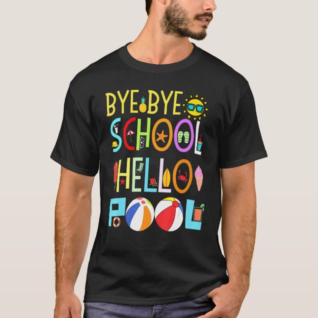 Camiseta Tchau, escola, Piscina (Frente)