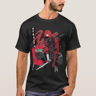 Camiseta Tchau Ninja em greve furtiva - Anime Preto e Verme