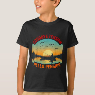 Camiseta Tchau Tensão Olá Aposentadoria Barco Pesca Pescado