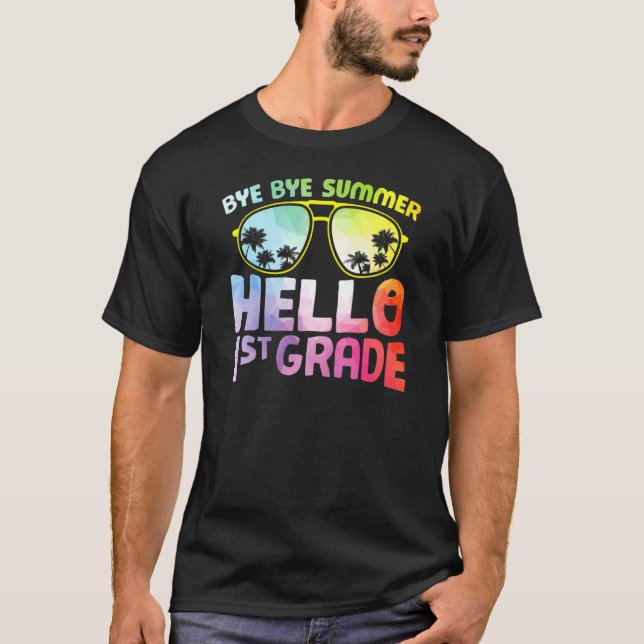 Camiseta Tchau Verão Alô Gradiente Da Classe 1rua De Volta  (Frente)