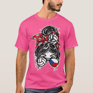 Camiseta Tcheco Mensageiro Bun Hair Girl Volleybal Repúblic